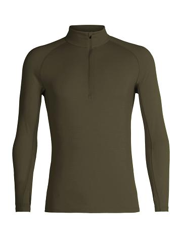 Loden Men's Icebreaker BodyfitZone™ Merino 200 Zone Thermal Long Sleeve Half Zip Top Base Layers | USA 1335UZGT